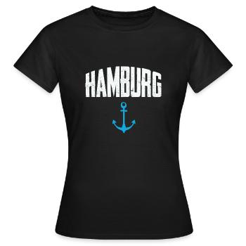 Hambourg, ancre, port, perle - T-shirt Femme - noir - Devant - AI Model Female 172 dark (172cm)