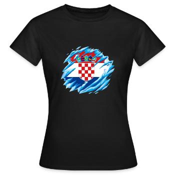 Drapeau Croatie Mer Adriatique Zagreb Drapeau croate - T-shirt Femme - noir - Devant - AI Model Female 172 dark (172cm)