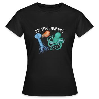 Céphalopode, pieuvre, pieuvre - T-shirt Femme - noir - Devant - AI Model Female 172 dark (172cm)