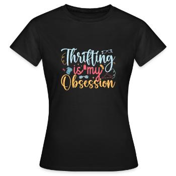 La friperie est mon obsession : la friperie - T-shirt Femme - noir - Devant - AI Model Female 172 dark (172cm)