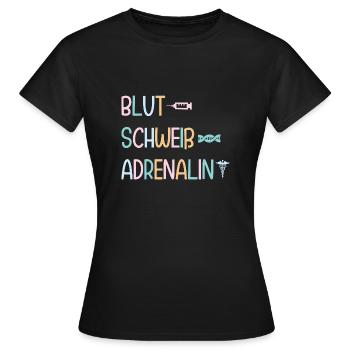 MFA Assistant médical Adrenaline - T-shirt Femme - noir - Devant - AI Model Female 172 dark (172cm)