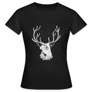 Deer Moose Antler Deer Head Hunter - Women's T-Shirt - black - Front - AI Model Female 172 dark (172cm)