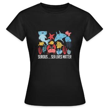 Protège les océans - T-shirt Femme - noir - Devant - AI Model Female 172 dark (172cm)