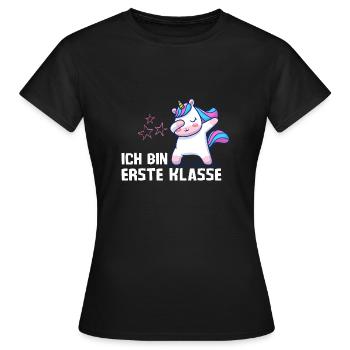Ich bin erste Klasse Einhorn Einschulung - Frauen T-Shirt - Schwarz - Vorne - AI Model Female 172 dark (172cm)