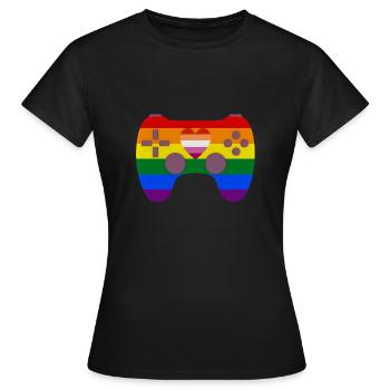 LGBT Controller + Lesbisch - Frauen T-Shirt - Schwarz - Vorne - AI Model Female 172 dark (172cm)