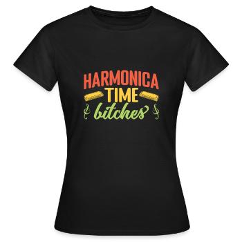 Drôle Harmonica Joueur Temps Salopes Harmonica - T-shirt Femme - noir - Devant - AI Model Female 172 dark (172cm)