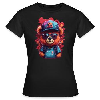 Bjorn Cool avec lunettes de soleil et casquette de baseball - T-shirt Femme - noir - Devant - AI Model Female 172 dark (172cm)
