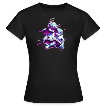 Zahl Putten 80er Retro Violett - Frauen T-Shirt - Schwarz - Vorne - AI Model Female 172 dark (172cm)