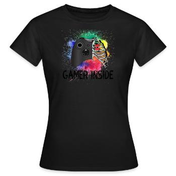 Gamer Zocker Jeux PC Zocken Controller PC - T-shirt Femme - noir - Devant - AI Model Female 172 dark (172cm)
