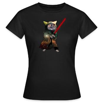 Cat Warrior | Lustiges Katzenshirt - Frauen T-Shirt - Schwarz - Vorne - AI Model Female 172 dark (172cm)