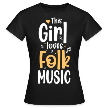 Folk Music Festival Notes Culture - Women's T-Shirt - black - Front - AI Model Female 172 dark (172cm)