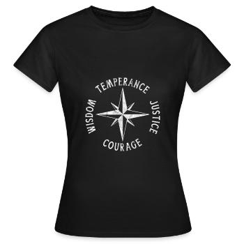TEMPÉRANCE JUSTICE COURAGE SAGESSE Vertu stoïcoïque - T-shirt Femme - noir - Devant - AI Model Female 172 dark (172cm)