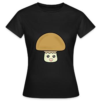 Pilz Champignon cute mit Gesicht - Frauen T-Shirt - Schwarz - Vorne - AI Model Female 172 dark (172cm)