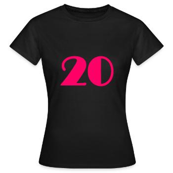 20 ANS,20e ANNIVERSAIRE,ANNIVERSAIRE 20 ANS,20 - T-shirt Femme - noir - Devant - AI Model Female 172 dark (172cm)