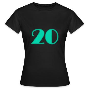20 ANS,20e ANNIVERSAIRE,ANNIVERSAIRE 20 ANS,20 - T-shirt Femme - noir - Devant - AI Model Female 172 dark (172cm)