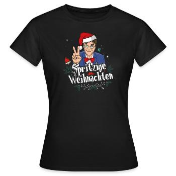 Spritzige Weihnachten Lauterbach mit roter Mütze - Frauen T-Shirt - Schwarz - Vorne - AI Model Female 172 dark (172cm)