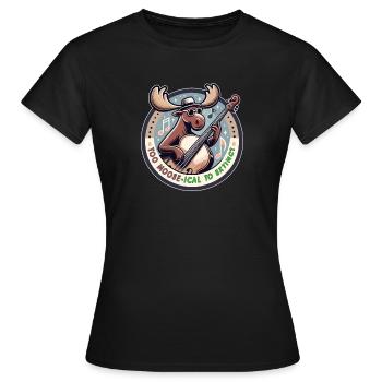 Mooseical Maestro Strumming Saiten - Frauen T-Shirt - Schwarz - Vorne - AI Model Female 172 dark (172cm)