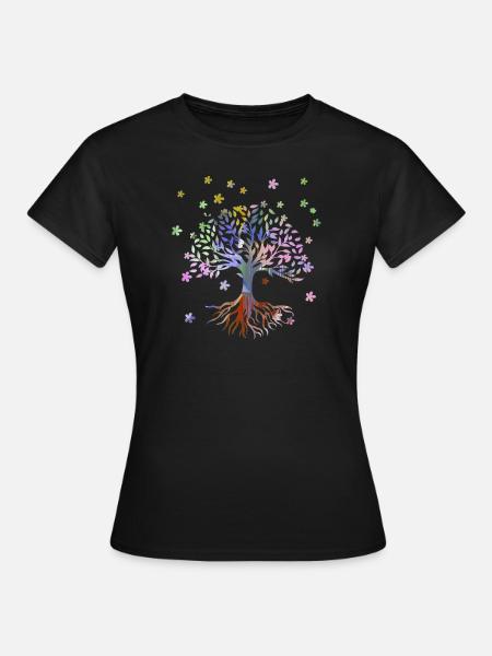 Arbre de Vie,Arbre de Vie,fleurs,coloré,graffiti - T-shirt Femme - noir