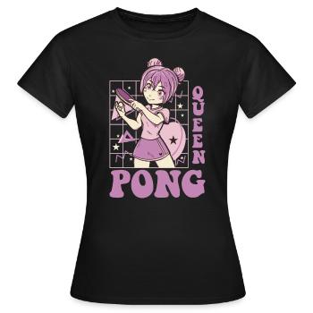 Queen Pong Girl Table Tennis Player Girls - Women's T-Shirt - black - Front - AI Model Female 172 dark (172cm)
