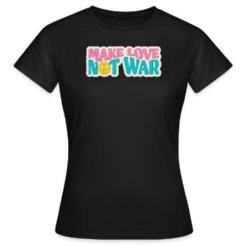 Make Love Not War | Hippie Modèle Peace and Love - T-shirt Femme - noir - Devant - AI Model Female 172 dark (172cm)