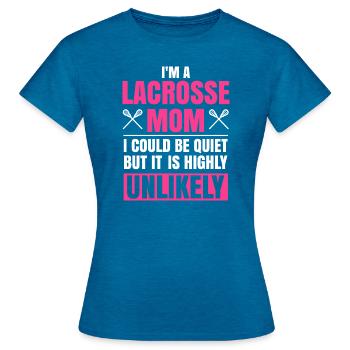 I'm A Lacrosse Mom Funny Muttertag Lacrosse - Frauen T-Shirt - Antikblaues Saphir meliert - Vorne - AI Model Female 172 dark (172cm)