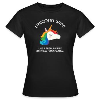 Unicorn Wife, Bride, Woman, Mothersday, Magical - T-shirt Femme - noir - Devant - AI Model Female 172 dark (172cm)