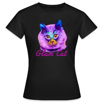 glam chat, chat, rose, glamour, louche - T-shirt Femme - noir - Devant - AI Model Female 172 dark (172cm)