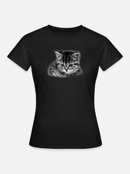 Katze - gelbe Augen - Frauen T-Shirt - Schwarz