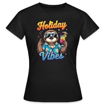 Urlaub Sommer Strand Urlauber Faultier Beachparty - Frauen T-Shirt - Schwarz - Vorne - AI Model Female 172 dark (172cm)