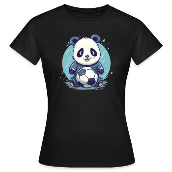 Panda Fußball - Frauen T-Shirt - Schwarz - Vorne - AI Model Female 172 dark (172cm)
