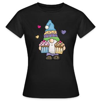 Ich liebe Kuchen Torten Cupcake Bäcker Süsses Gnom - Frauen T-Shirt - Schwarz - Vorne - AI Model Female 172 dark (172cm)