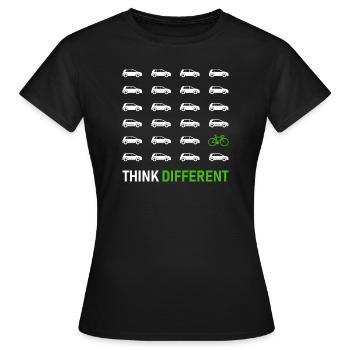 Think Different - Fahrrad, Umweltschutz, Klima - Frauen T-Shirt - Schwarz - Vorne - AI Model Female 172 dark (172cm)