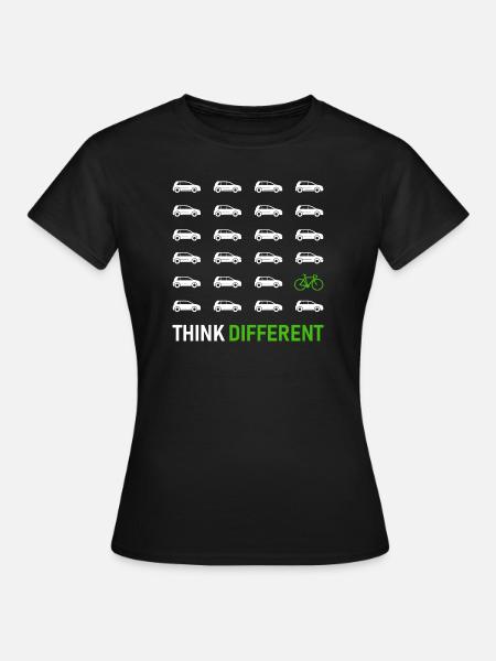 Think Different - Fahrrad, Umweltschutz, Klima - Frauen T-Shirt - Schwarz
