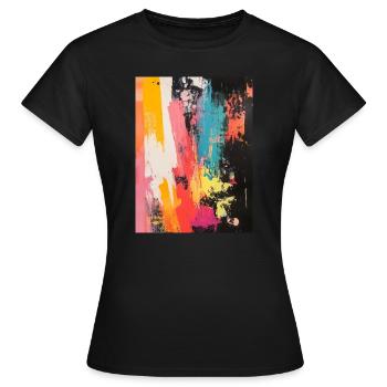 Abstrakte Farbspritzer und Pinselstriche - Frauen T-Shirt - Schwarz - Vorne - AI Model Female 172 dark (172cm)