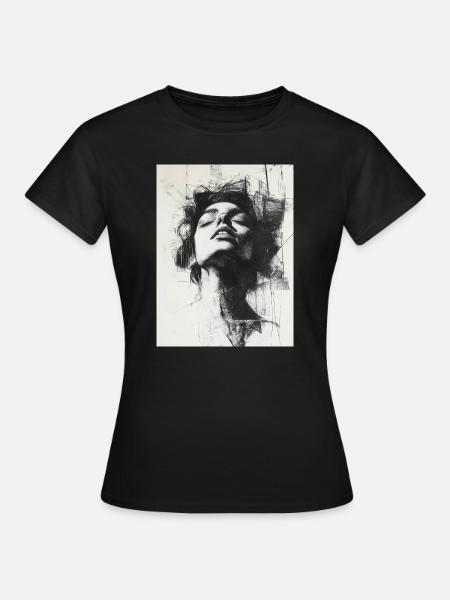 Banksy Gesicht - Abstrakte Frau - Zeichnung - Frauen T-Shirt - Schwarz