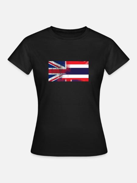 British Thai Half Thailand Half UK Flag - Women's T-Shirt - black