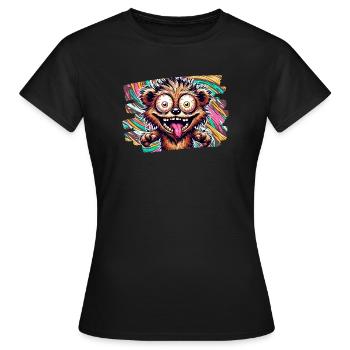Psycho Bear Coloré Psycho, Cool, Fête - T-shirt Femme - noir - Devant - AI Model Female 172 dark (172cm)