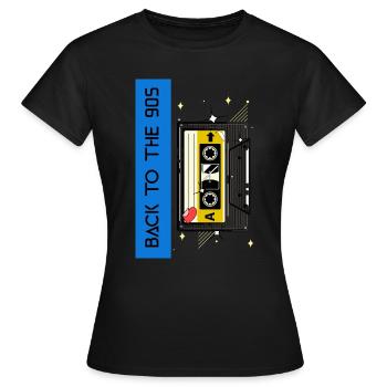 90er Jahre Outfit | Back to the 90s Retro - Frauen T-Shirt - Schwarz - Vorne - AI Model Female 172 dark (172cm)