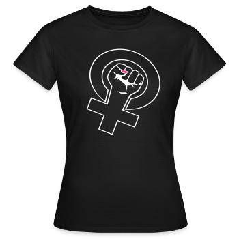 feministin - Frauen T-Shirt - Schwarz - Vorne - AI Model Female 172 dark (172cm)