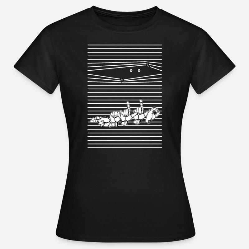 HALLO - Design mit deutscher Gebärdensprache - Frauen T-Shirt - Schwarz