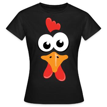 Poules poules poules face - T-shirt Femme - noir - Devant - AI Model Female 172 dark (172cm)