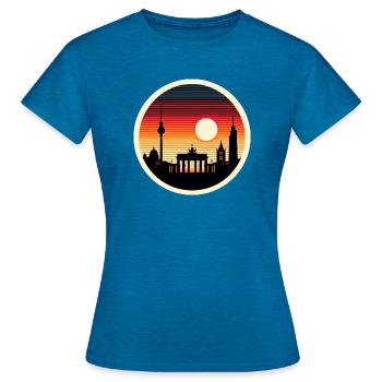 Berlin - Frauen T-Shirt - Antikblaues Saphir meliert - Vorne - AI Model Female 172 dark (172cm)