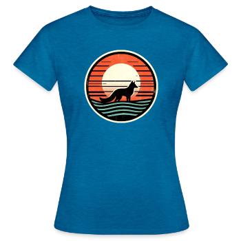 Fuchs - Frauen T-Shirt - Antikblaues Saphir meliert - Vorne - AI Model Female 172 dark (172cm)