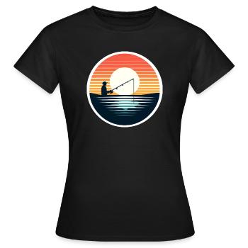 Angeln Angler Fischen Retro - Frauen T-Shirt - Schwarz - Vorne - AI Model Female 172 dark (172cm)