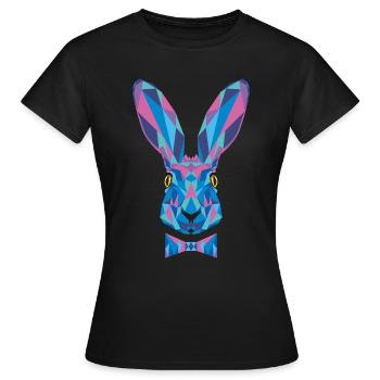 Hase Fliege Feldhase Langohr bunt Kaninchen Löffel - Frauen T-Shirt - Schwarz - Vorne - AI Model Female 172 dark (172cm)