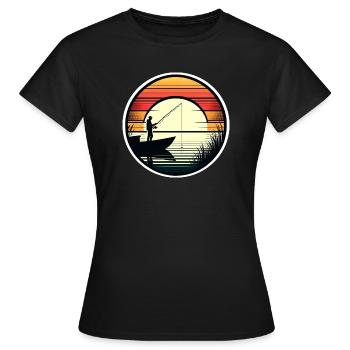 Angeln Angler Fischen Retro - Frauen T-Shirt - Schwarz - Vorne - AI Model Female 172 dark (172cm)