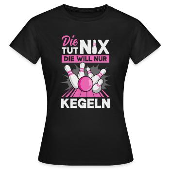 Kegeln Kegler Kegel Kegelbahn Kegeltour - Frauen T-Shirt - Schwarz - Vorne - AI Model Female 172 dark (172cm)
