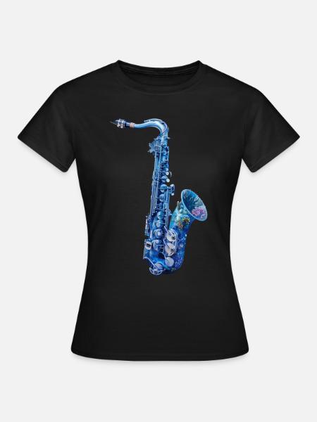 Fisch Saxophon - Frauen T-Shirt - Schwarz