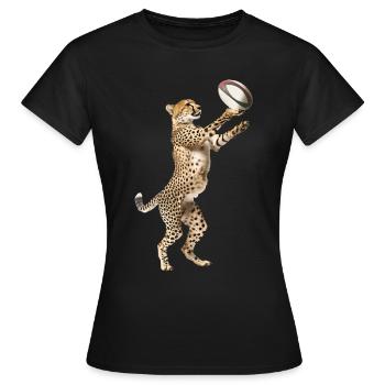 Gepard - Frauen T-Shirt - Schwarz - Vorne - AI Model Female 172 dark (172cm)