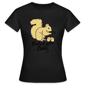 protect your nuts - T-shirt Femme - noir - Devant - AI Model Female 172 dark (172cm)